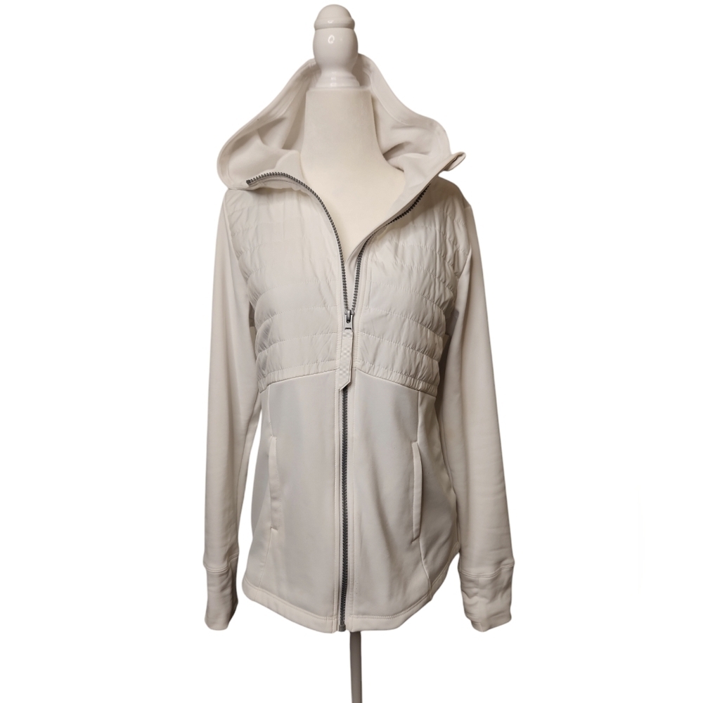 AVIA Women's Winter White Mixed Media Hooded Jacket Size S